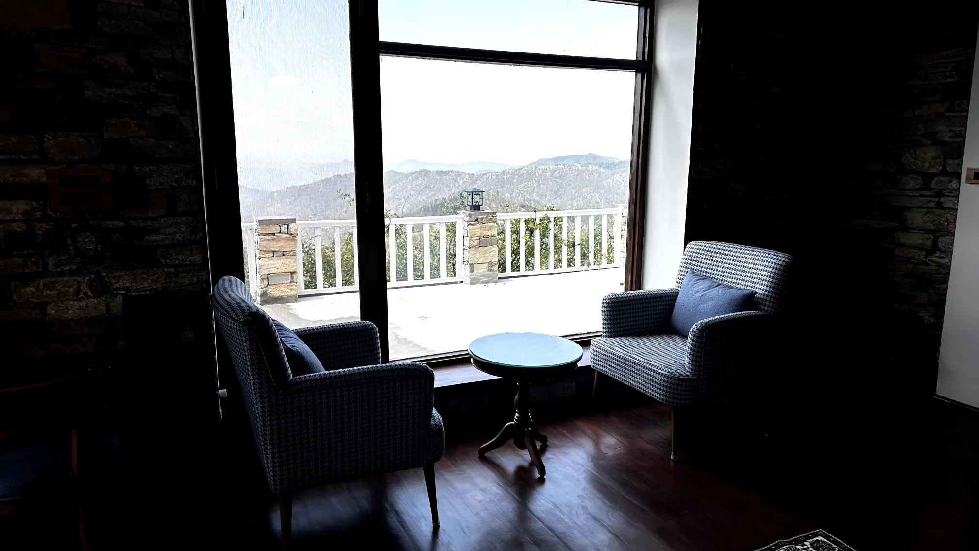 View From ocean teal room at hotel Amber Himalayas 
